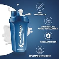 IronMaxx Eiweiß Shaker - 700ml Dunkelblau Blickdicht | Auslaufsicher, Spülmaschinengeeignet, BPA & DEHP-frei | Proteinshaker mit Drehverschluss, Sieb & Mess-Skala – Ansicht 2