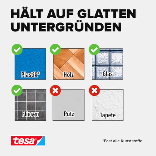 tesa Universal Nano Tape - transparentes, doppelseitiges Klebeband - leicht wiederablösbar und wiederverwendbar - wetterfest, für In- und Outdoor - 1 Rolle - 3 m x 30 mm