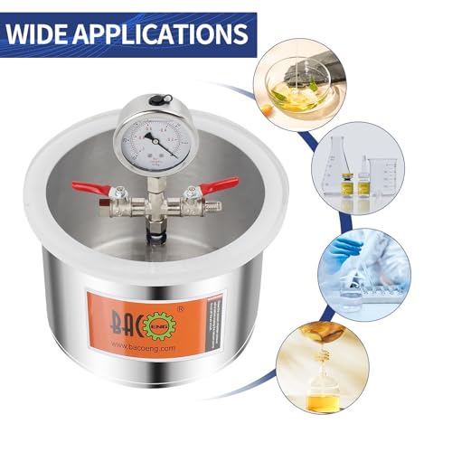 BACOENG 1 1/2 Gallon Vacuum Chamber Kit with 3.6 CFM 1 Stage Vacuum Pump HVAC