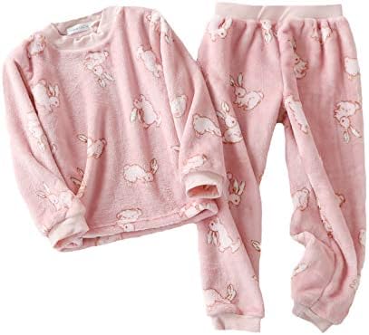 Amazon ふわふわ マイクロフリース パジャマ 子供 女の子 キッズ 秋冬 ルームウェア 暖かい 起毛 長袖 上下セット こども 寝間着 可愛くまちゃん 部屋着 パジャマ 通販