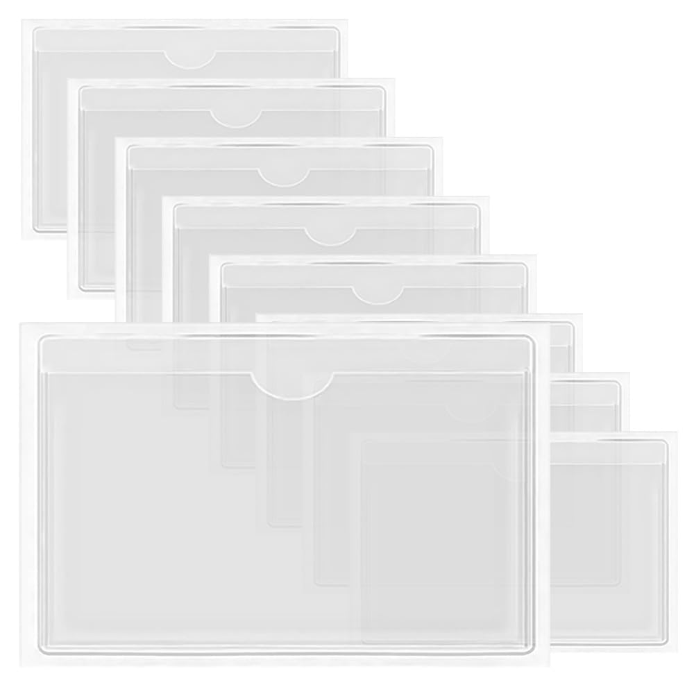 XINGSUI 9Pcs Self-Adhesive Index Card Pockets,Pockets Open Side Business Card Pocket, Self Adhesive Clear Pocket,for Index Cards, schedules, Parking Passes, Bank Cards, Badges, passports, Photos