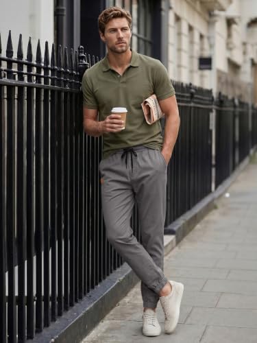 Image of JMIERR Mens Cotton Stretch Joggers Casual Twill Athletic Track Pants
