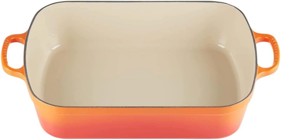 Le Creuset Signature Cast Iron Rectangular Roaster, 7.0-Quart, Flame