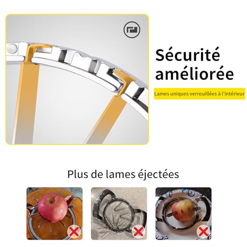 SAVORLIVING Coupe Pomme 12 cm, Decoupe Pomme Extra-large 12 Lames, Coupe Pomme En Quartier Robuste en Acier Inoxydable Avec Système de Lames Sécurisé Amélioré, trancheuse de pomme – vue 2
