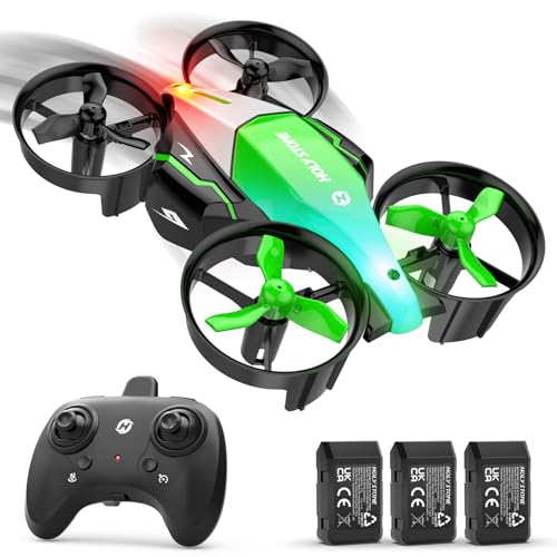 Holy Stone ドローン 100g未満 子供向け 陸空両用 おもちゃ 申請不要 小型 バッテリー3個 合計36分使用時間 FLIGHTモード LANDモード ランプ付き 初心者 クルーズ制御 トイドローン 手投げテイクオフ ヘッドレスモード 高度維持 2.4GHz モード1/2自由転換可 国内認証済み HS210F (グリーン)