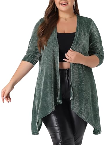 Agnes Orinda Plus Size Women Cardigan Open Front Long Sleeve Irregular Hem Lightweight Long Cardigans