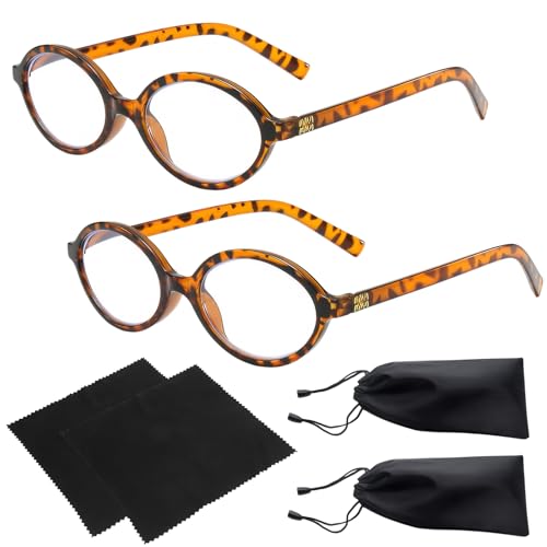 2Pcs Oval Blue Light Glasses for Women Men Blue Light Blocking Glasses Women Blue Light Blocking Glasses Computer Glasses Prevent Eye Fatigue for Reading Playing Games with 2 Glasses Bags and Clothes
