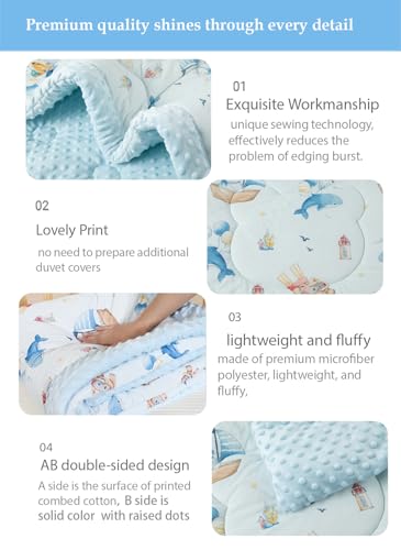 Image of Toddler Comforter 47x59 Inch, Lightweight Down Alternative Quilted Blanket for Crib & Toddler Bed, Soft Minky Dots Baby Quilt, Machine Washable Year-Round Bedding