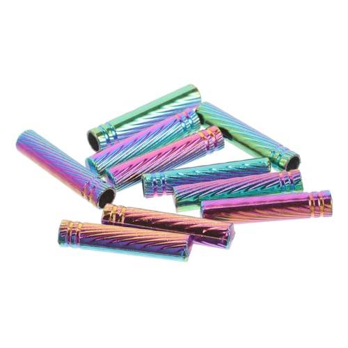 Ipetboom 10pcs Metal Toe White Shoes Glitter Shoelace Laces Round Tips for Diy Fashion Sneakers