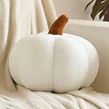 Znhinery Pumpkin Pillows, Halloween Fall Throw Pillow, Pumpkin Shaped Pillow for Couch, Cute Stuffed Pumpkins, Autumn Decorative Cushion (White, 11 Inches)