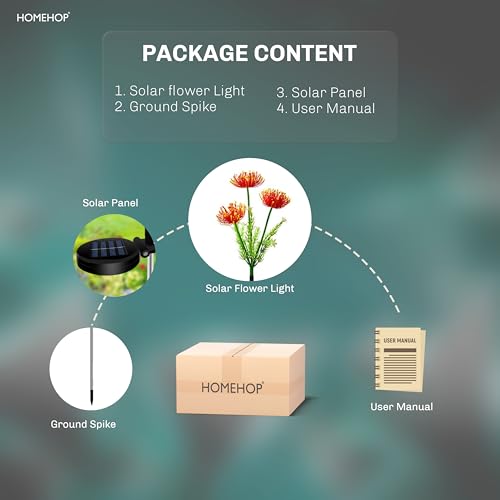 Image of Homehop Solar Light Outdoor Home Garden Waterproof Decorative Flower Lamp | Solar Garden Light Automatic Wireless Blossom Decor for Balcony, Pathway, Entryway, Landscape, Yard, Patio (ABS,Warm White)