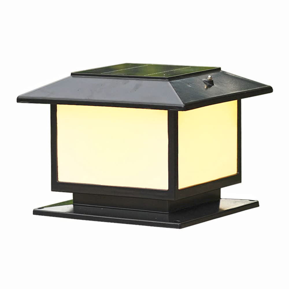 Poteau d'éclairage solaire noir 25 cm avec base de fixation pilier
