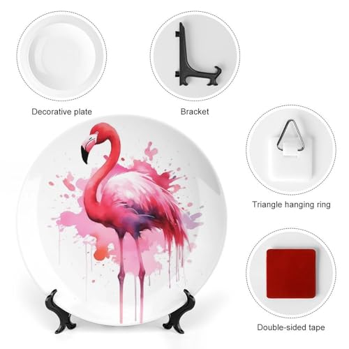 Plato decorativo de porcelana fina estilo chino Flamingo 6 pulg miniatura 3