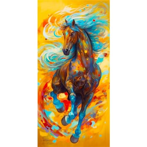 Kit Complet Broderie Diamant Painting Cheval, cadeau créatif idéal