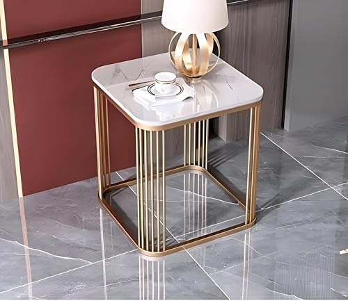 Image of Square Coffee Table and End Table for Living Room, Bedroo Coffee Table Balcony Garden, etc with Open Storage, Engineered Wood Surface Top (Golden-)