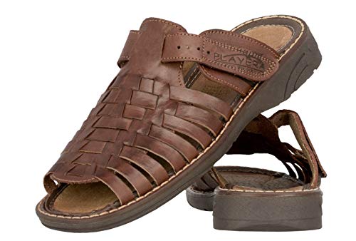 Cowboy Professional Mens Genuine Brown Chedron Authentic Mexican Huaraches Slides Fisherman Sandals