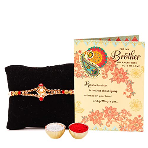 Image of ARCHIES Rakhi Collection For Rakshabandhan | Rakhi For Brother | Rakhi for Bhaiya and Bhabhi | Rakhi Combo Gift Hamper (CELEBRATION-TRADITIONAL STYLE RAKHI COMBO)
