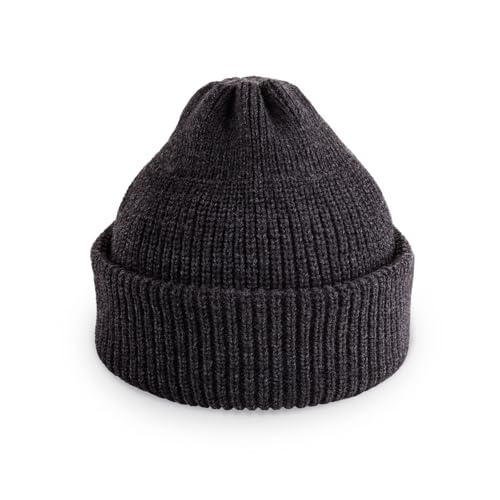 CHOK.LIDS Fisherman Beanie Short Knit Classic Cuff Skull Caps Outdoor Winter Stylish Trawler Sailor Beanies for Men Women (Charcoal)