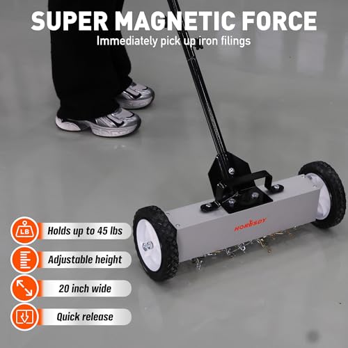 image for HORUSDY 18-Inch Rolling Magnetic Sweeper with Wheels, Magnet Pickup Sw