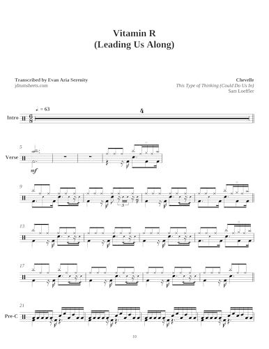 Chevelle - Vitamin R (Leading Us Along): Drum Sheet Music (JDS: Chevelle Collection) (English Edition)