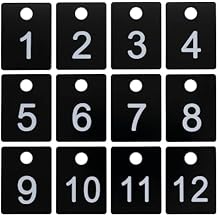 ABS Plastic Numbered Key Tags Rectangle ID Tag Number Disc with Hole 1-50, Black