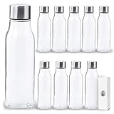 ShyaWorld Glasflasche für Wasser mit transparentem Borosilikat-Finish, Schraubverschluss aus Edelstahl. Einzelne Boxen pro Flasche. (10)