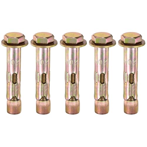 Image of M METERXITY 5-Pack Hex Expansion Bolt, M16x100mm Colored Galvanized Iron-Carbon Steel External Hex Expansion Bolts, Anti-Corrosion Metal Bolt for Concrete /Dry Brick /Block Walls