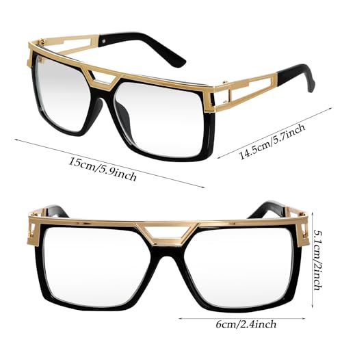 Image of SUMERSHA Vintage 80 90s Sunglasses Vintage Rapper Hip Hop Glasses for Men Women Retro Hippie Costume Accessory