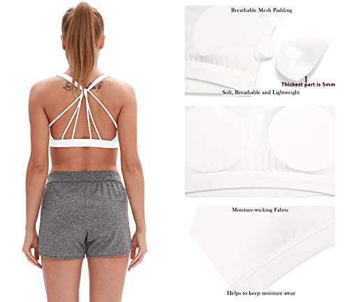 Image of icyzone Women's Padded Strappy Workout Running Sports Bras Medium Impact
