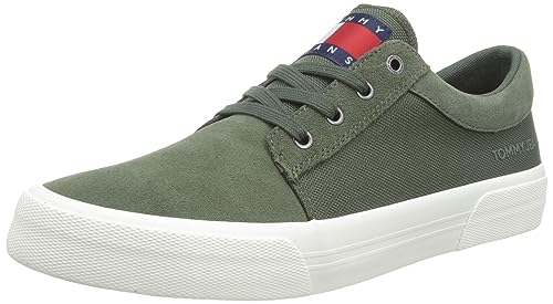 Tommy Jeans Hombre Sneaker vulcanizada Skate Derby Zapatillas, Verde (Pewter Green), 44 EU