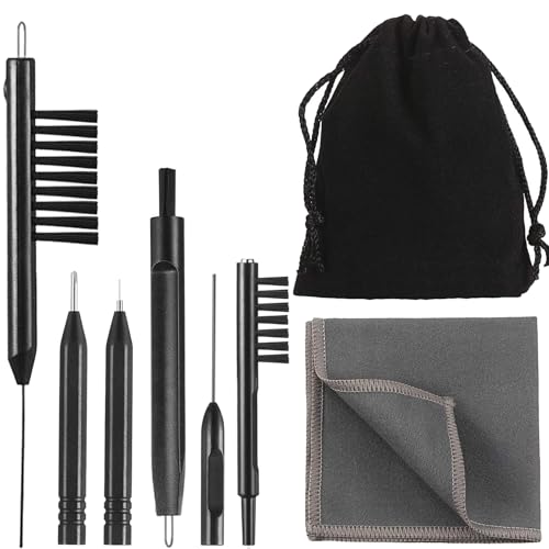 7 Pieces Hearing Aid Cleaning Tools Hearing Aid Amplifier Cleaning Brush with Magnet, Hear Cleaning Kit with Velvet Bag