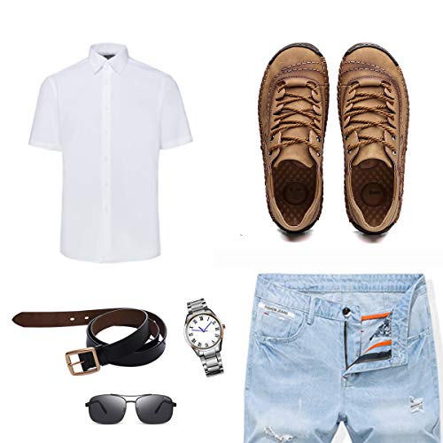 Alcubieree Mens Leather Casual Shoes Comfortable Fashion Sneakers Loafers Lightweight Dress Walking Driving Shoes For Men（Size 7.5-13） Yellow #TOP5