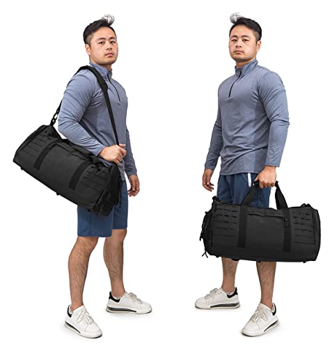 Qt&Qy Tactical Backpack V1.0(Black Camo) And Tactical Duffle Bag(Black) #TOP6