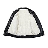 veste simili cuir enfant garcon importé Enfant Garçon Veste Courte Blouson Manteau Imitation Cuir Zippée Manteaux Hiver Épais Noir Épais 140cm