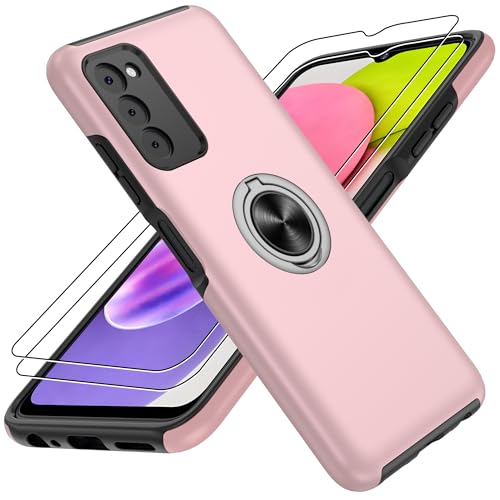 Coque Samsung Galaxy A03S rose avec anneau rotatif 360°