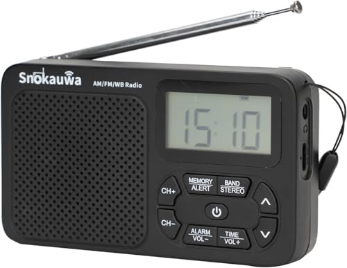 AM FM Radio Portable Emergency Weather NOAA Radio Small Digital Radio with Dual Mode Storage Digital Tuner Sleep Timer Wall Plug and Battery Powered (Grey)
