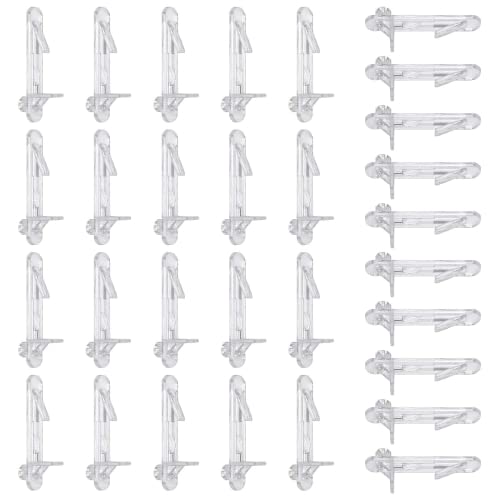HUSZZM 30Pcs Chevilles de Verrouillage en Plastique Clip de Support d'Étagère Transparent pour Étagère d'Armoire Meubles Cover