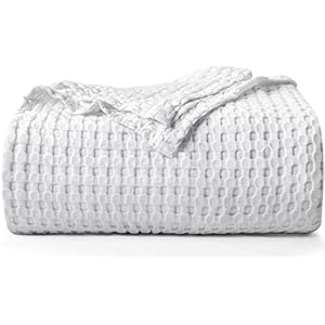 Utopia Bedding Cotton Waffle Blanket 300 GSM (White – 90×90 Inches) Soft Lightweight Breathable Bed Blanket Queen Size Layering Any Bed for All Season