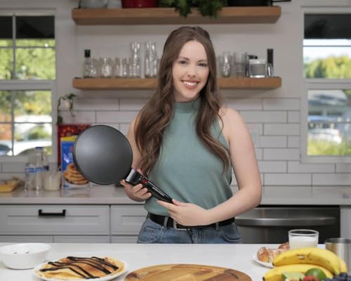 Crepe Maker Electric, 8" Crepe Pan Nonstick with Batter Spreader & Dipping Tray, 800W Quick Heat-Up & Auto Temperature Control for Perfect Pancakes, PFOA & BPA Free, Easy Clean Red — view 5