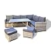 Produktbild Home Deluxe - Polyrattan Sitzgruppe Bahia- inkl. Hocker, Tisch mit Glasplatte und Sitzpolster I Loungemöbel, Outdoor Sofa, Garten- & Balkonmöbel