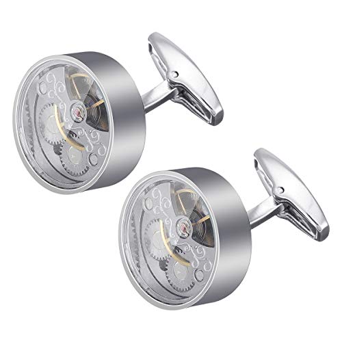 Baban Cufflinks, Deluxe Steampunk Vintage Watch Movement Shape Cufflinks Valentines Festival Birthday Anniversary Graduation Gift for Men/Women