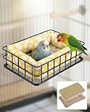 ANZOME Metal Bird Nest Bed for Cage – Sturdy Anti-Collapse Hammock with Mesh Bottom & 2 Washable Mats (Winter Fleece + Summer Cooling) – Elevated Perch Platform for Conures, Cockatiels, Parakeets