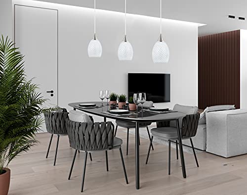 Glassland Pendant Light, 1 Light Kitchen Lighting in Brushed Nickel with White Glass, ETL Listed - Image 5