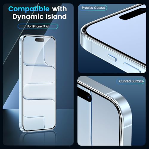 Image of Fotbor Compatible for 3 Pack iPhone Air Screen Protector With 1 Set Camera Lens Protector, 2025 Upgrade 9H+ Premium Tempered Glass 17air, Easy Installation Kits, 6.5 inch