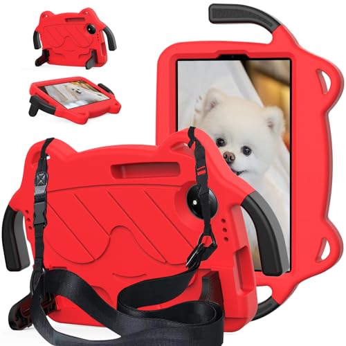 Coque Xiaomi Redmi Pad SE 8.7 Enfant Anti-choc Rose avec Bandoulière