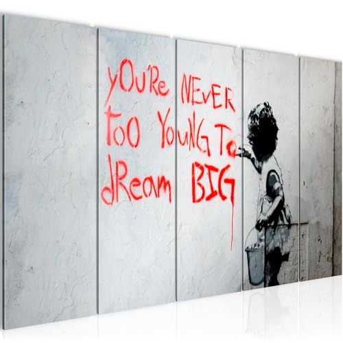 Runa Art Tableau mural XXL Dream Big 200 x 80 cm noir et blanc 5 Parties Street Art - 040655b
