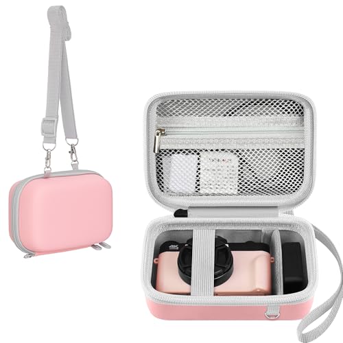 Leayjeen Funda Protectora para cámara Digital 4K, Apta para AUREAPIX/GUEVWES/ponoseu/TEFTYMON/HOOPWNE/G7X Mark III, con asa y Correa para el Hombro (Solo Funda)   Rosa