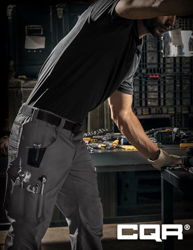 Image of CQR Men's Quick Dry Work Pants, Water Resistant Outdoor Tactical Pants, Lightweight Stretch Cargo Hiking Pants