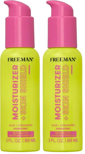 Image of Freeman Restorative Moisturizer + Hydrating Skin Facial Shield, Lightweight Face Serum, Infused With Aloe Vera & Ceramides, Soothes & Calms, Relieves Dry Skin, 3 fl.oz. / 89 mL Bottle (Pack of 2)