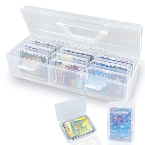 TAOBWN Trading Card Storage Box Plastic Playing Card Case Transparent Card Deck Boxes with 9pcs Card Boxes for Yugioh, MTG, TCG, Pokemon, Sports Cards, Game Cards, Standard Size